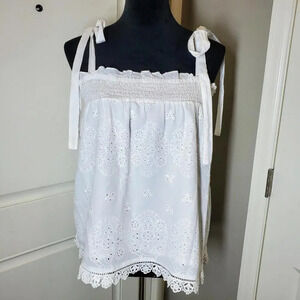 Jennifer & Grace Women's Size Large Embroidered Lace White Top 100% Cotton NWOT